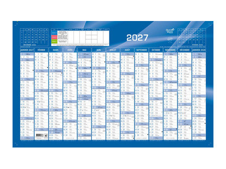 QUO VADIS Calendrier, 650 x 430 mm horizontal, 2027, bleu