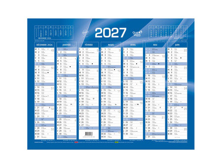 QUO VADIS Calendrier de banque bleu, 270 x 210 mm, 2027