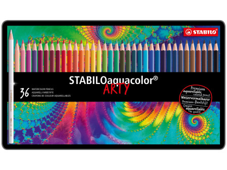 STABILO Crayon de couleur aquacolor 'ARTY', étui métallique