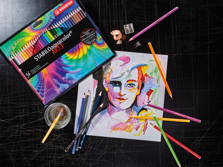 STABILO Crayon de couleur aquacolor 'ARTY', étui métallique