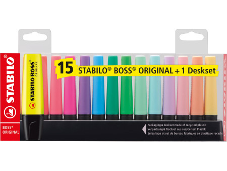 STABILO Surligneur BOSS ORIGINAL, set de table de 15