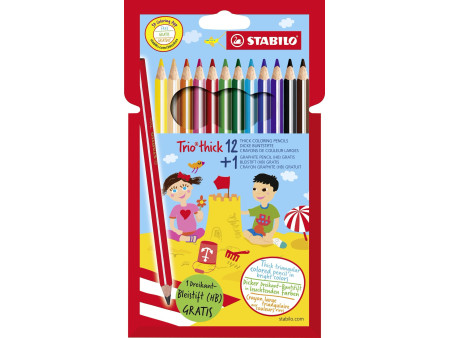 STABILO Crayon de couleur triangulaire épais TRIO, étui