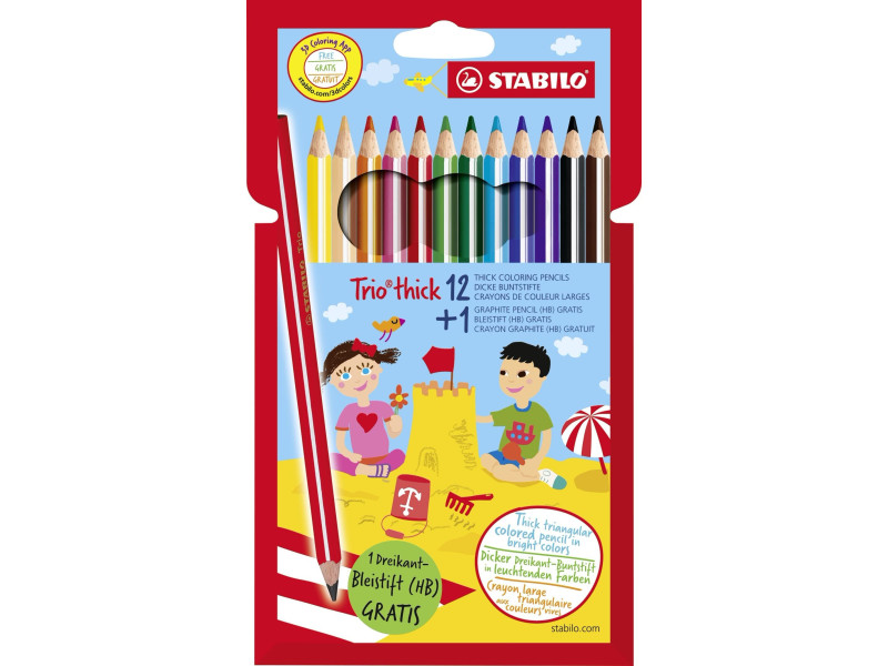STABILO Crayon de couleur triangulaire épais TRIO, étui