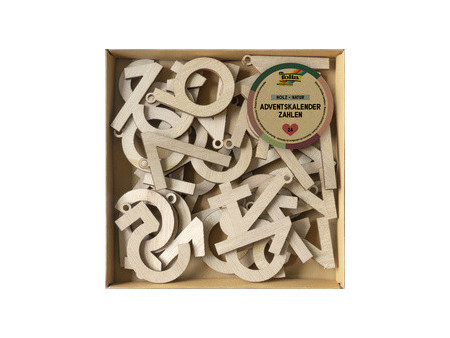 folia Chiffres en bois pour calendrier de l'Avent, naturel