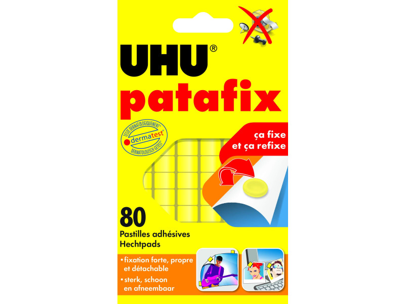 UHU Pâtes adhésives patafix, repositionnable, jaune
