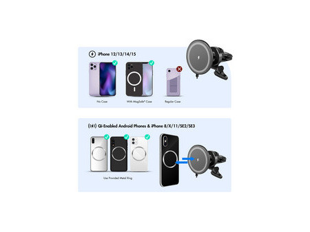 LogiLink Support magnétique de smartphone pour voiture, rond