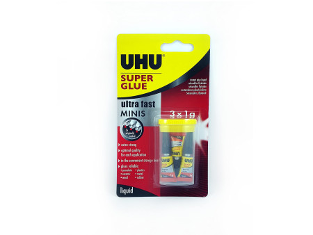 UHU Colle instantanée blitzschnell MINIS, 3 tubes de 1 g