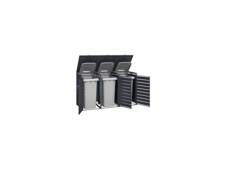 phoenix Abri de poubelle GB33320ASK, 3 portes, aspect argent
