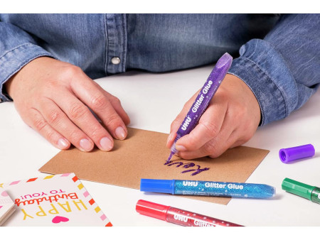 UHU Colle scintillante Glitter Glue Original, contenu:6x10ml