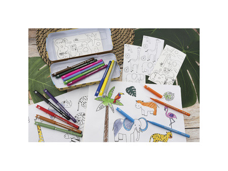 EBERHARD FABER Set de feutres Animal COLORI,bus safari métal