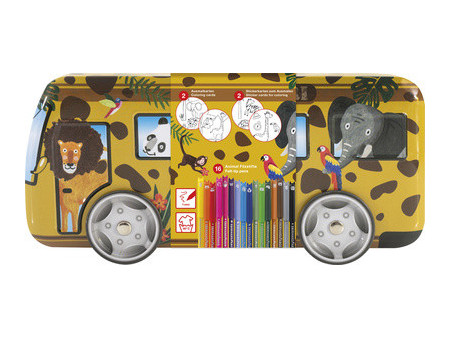 EBERHARD FABER Set de feutres Animal COLORI,bus safari métal