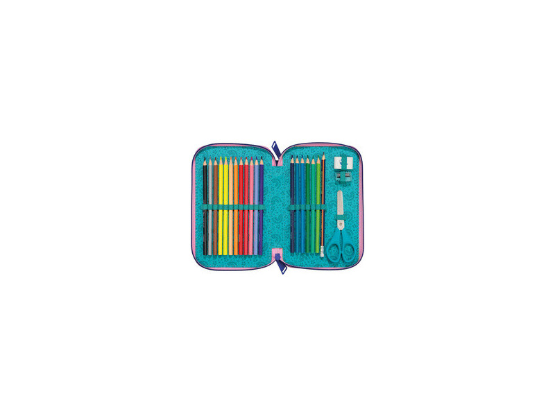 Maped Étui scolaire double Licorne, polyester, garni, rose