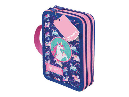 Maped Étui scolaire double Licorne, polyester, garni, rose