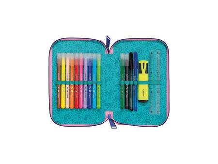 Maped Étui scolaire double Licorne, polyester, garni, rose
