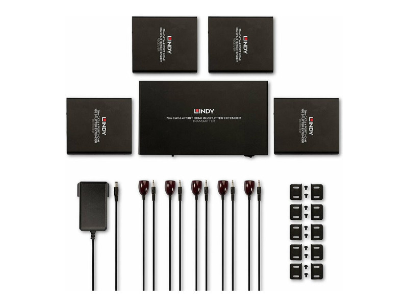 LINDY 70m Cat.6 4 Port HDMI 18G Splitter