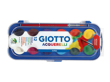 GIOTTO Pastilles de gouache, 12 pastilles, avec pinceau