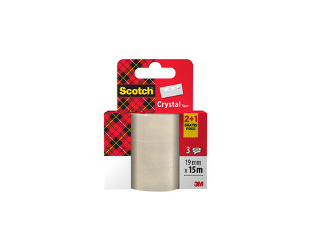 Scotch Ruban adhésif Crystal, 19 mm x 33 m, 3+1 GRATUIT