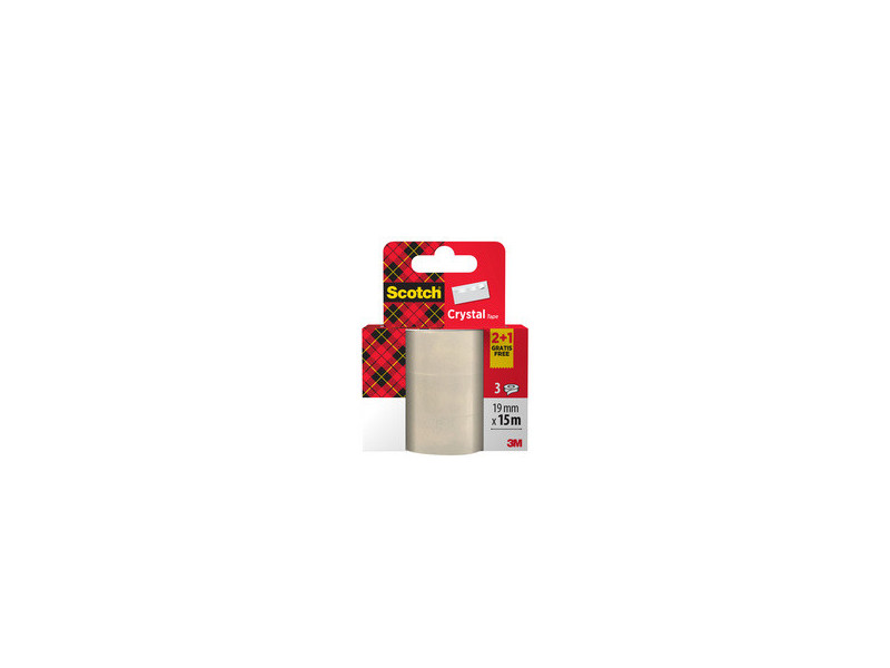 Scotch Ruban adhésif Crystal, 19 mm x 33 m, 3+1 GRATUIT