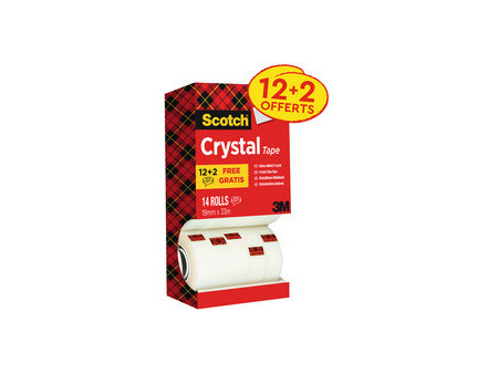 Scotch Ruban adhésif Crystal, 19 mm x 33 m, 3+1 GRATUIT