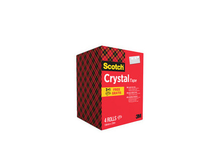Scotch Ruban adhésif Crystal, 19 mm x 33 m, 3+1 GRATUIT