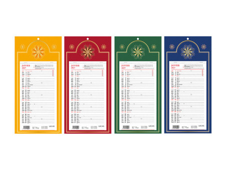 LECAS Calendrier mural long, 160 x 330 mm, fond Skytos, 2027
