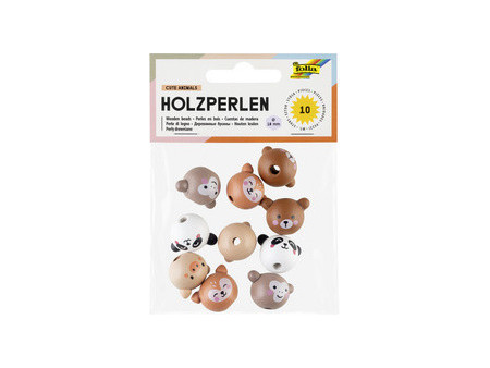 folia Perle en bois 'CUTE ANIMALS', 18 mm, assorti