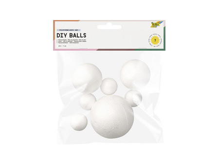 folia Lot de boules en polystyrène, taille assortie, blanc