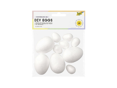 folia Lot d'oeufs en polystyrène, taille assortie, blanc