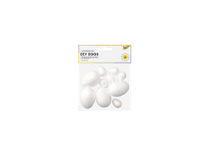 folia Lot d'oeufs en polystyrène, taille assortie, blanc
