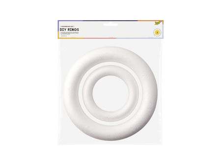 folia Lot d'anneaux en polystyrène, taille assortie, blanc