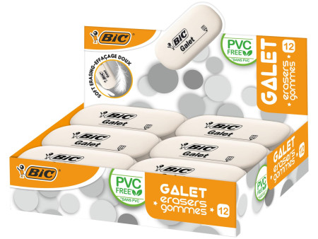 BIC Gomme en caoutchouc Galet, blanc, oval