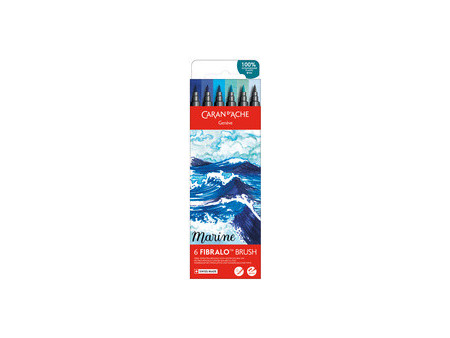 CARAN D'ACHE Feutre FIBRALO Brush MARINE, set de 6