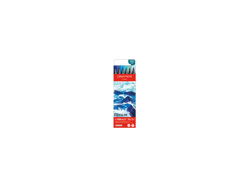 CARAN D'ACHE Feutre FIBRALO Brush MARINE, set de 6