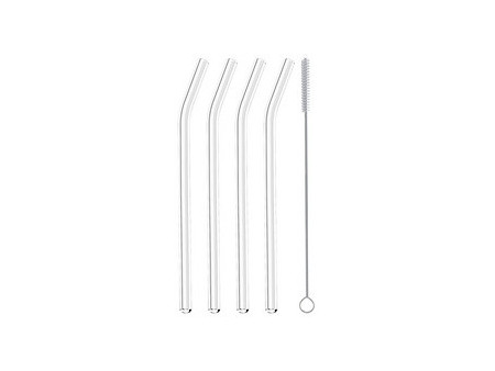 metaltex Paille, en verre, longueur: 200 mm, coudé, set de 4