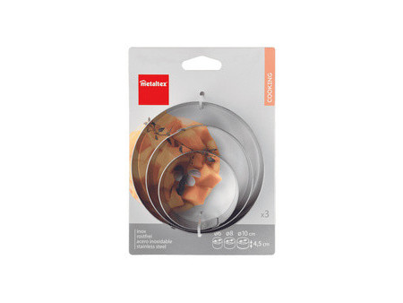 metaltex Anneau de cuisson, rond, inox, set de 3