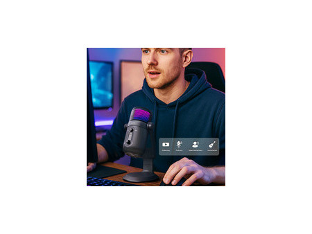LogiLink Microphone USB avec lumière RVB, cardioïde, noir