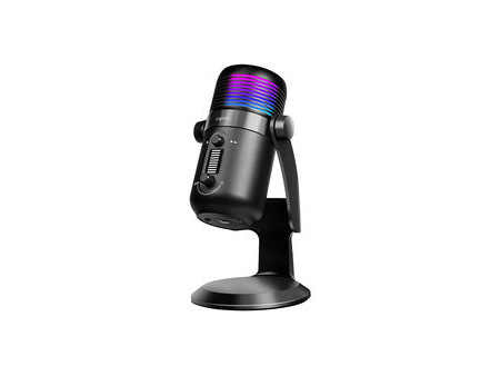 LogiLink Microphone USB avec lumière RVB, cardioïde, noir