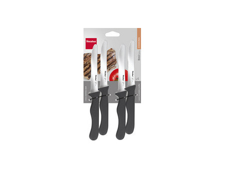 metaltex Couteau pour casse-croûte Basic, set de 4, noir