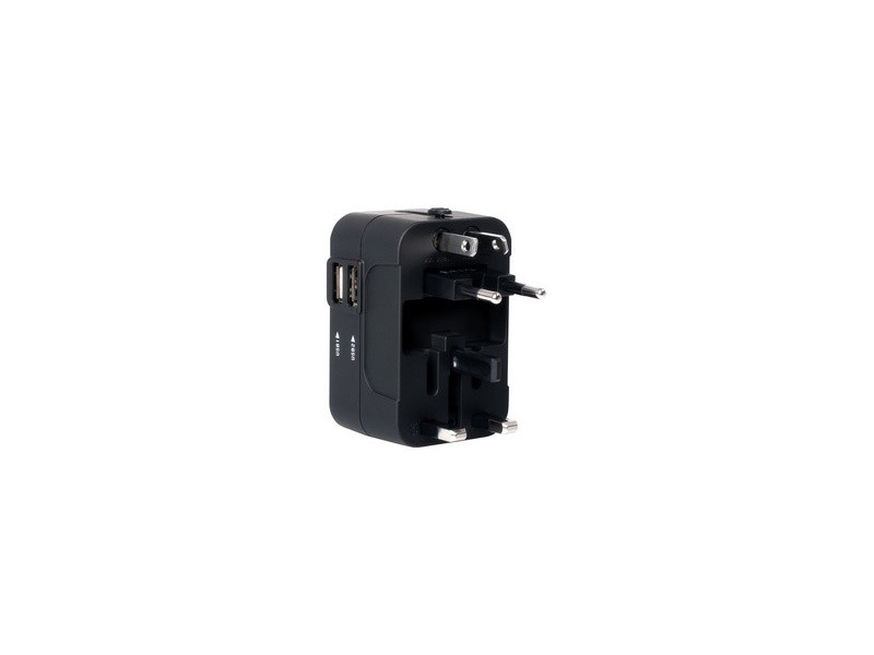 pavo Adaptateur de voyage universel (US/AU/EU/UK), noir