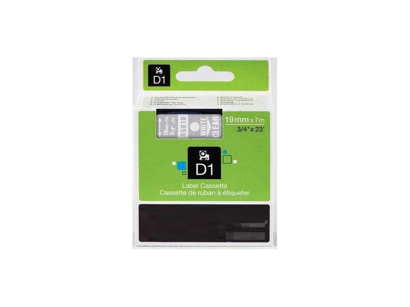 Ruban Dymo 45810 blanc sur transparent, 19 mm x 7m