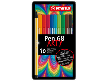 STABILO Feutre Pen 68, étui métallique de 10