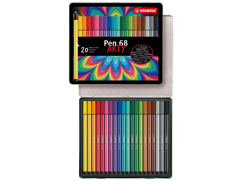STABILO Feutre Pen 68, étui métallique de 20