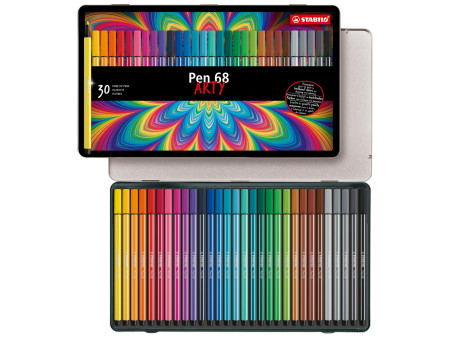 STABILO Feutre Pen 68, étui métallique de 30