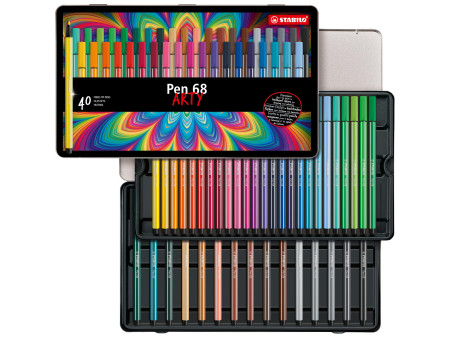 STABILO Feutre Pen 68, étui métallique de 40