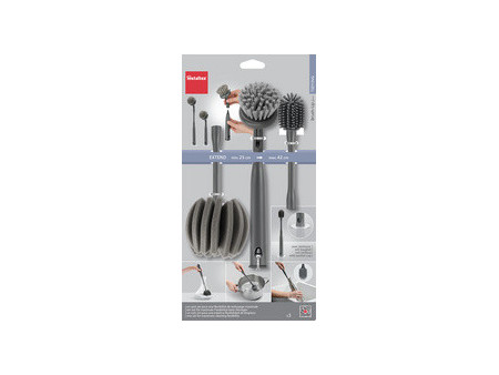 metaltex Kit de nettoyage Brush-Up, 3 pièces, gris