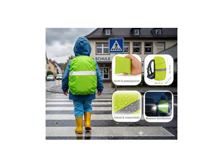 IWH Housse imperméable pour sac à dos & cartable, jaune fluo