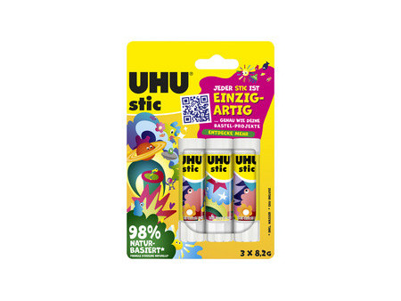 UHU Bâton de colle stic UNIQUE, sans solvant, 3x 8,2 g