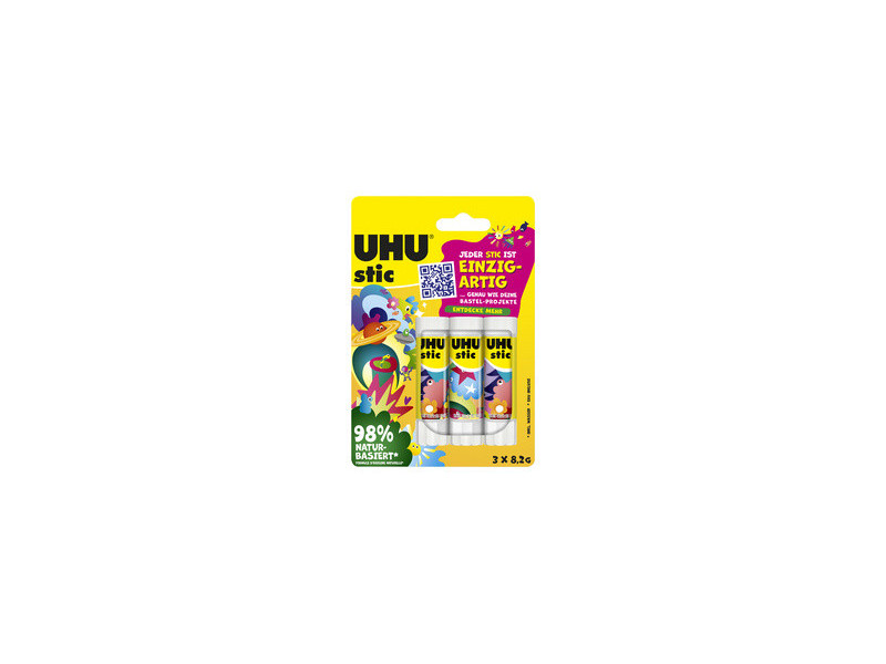 UHU Bâton de colle stic UNIQUE, sans solvant, 3x 8,2 g