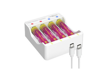 ANSMANN Kit chargeur Pure Power, incl. 4 piles Li-Ion AAA