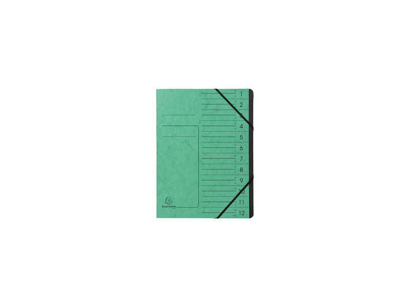 EXACOMPTA Trieur, A4, carton, 12 compartiments, vert